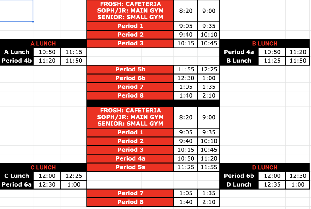 First Day Bell Schedule